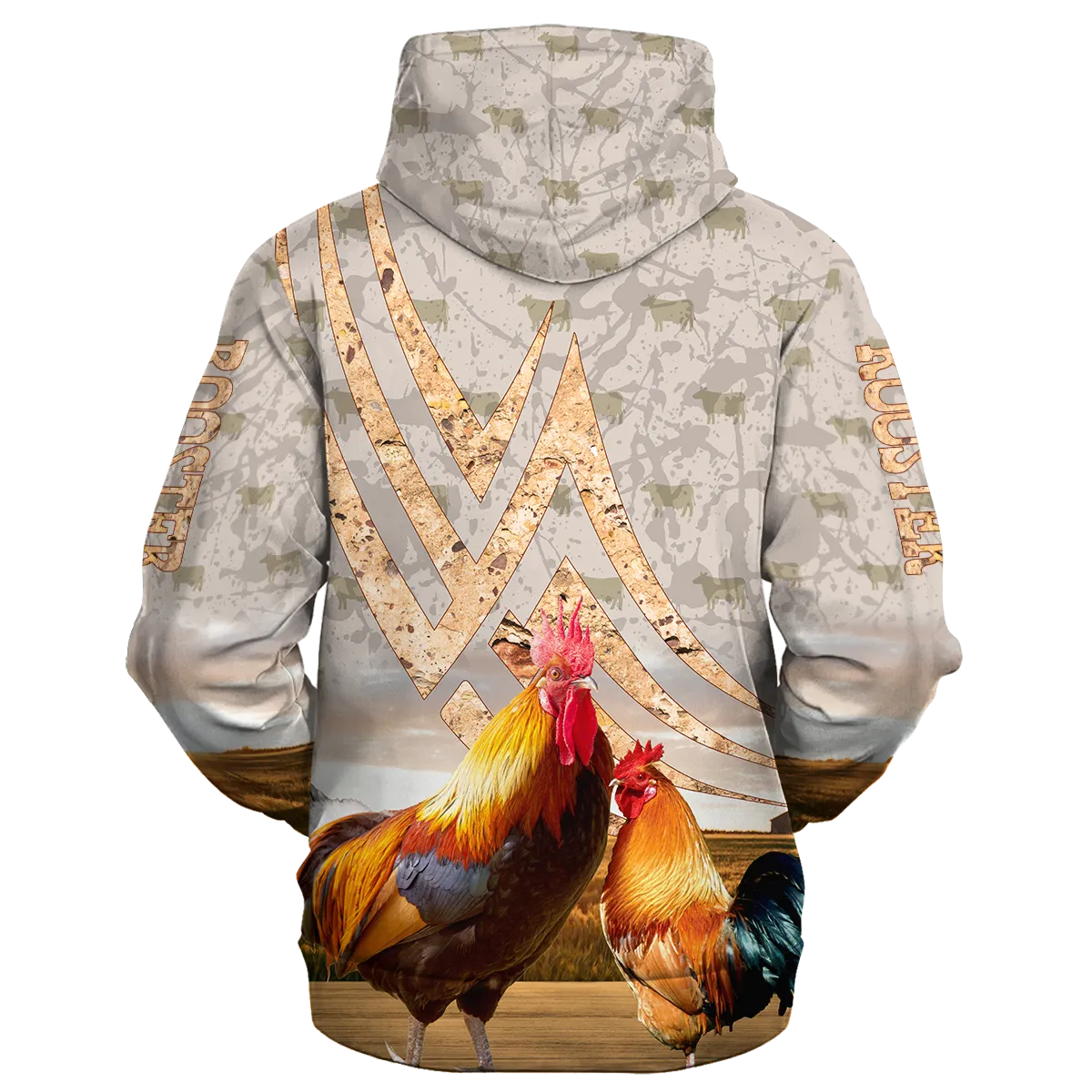 Rooster On A Stone Background Hoodie, Chicken Lover Apparel