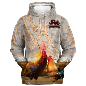 Rooster On A Stone Background Hoodie, Chicken Lover Apparel