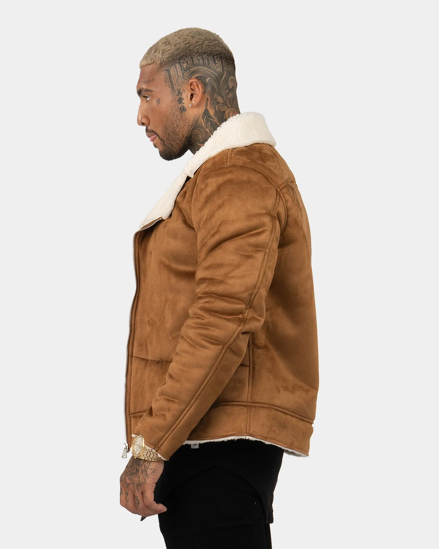 Saint Morta Renegade Sherpa Biker Jacket Tan/Cream