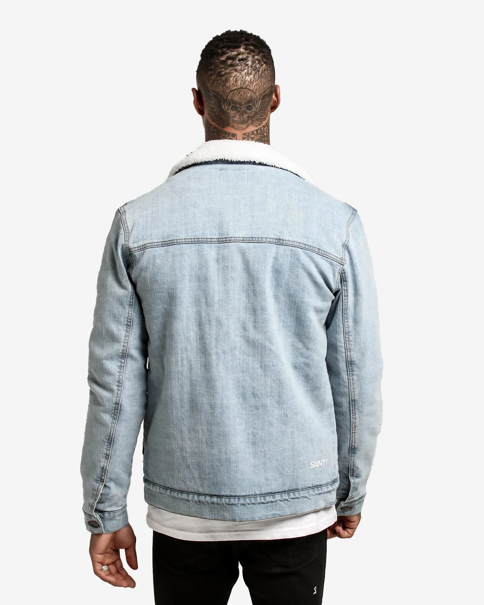 Saint Morta Sherpa Denim Jacket Superwash Blue