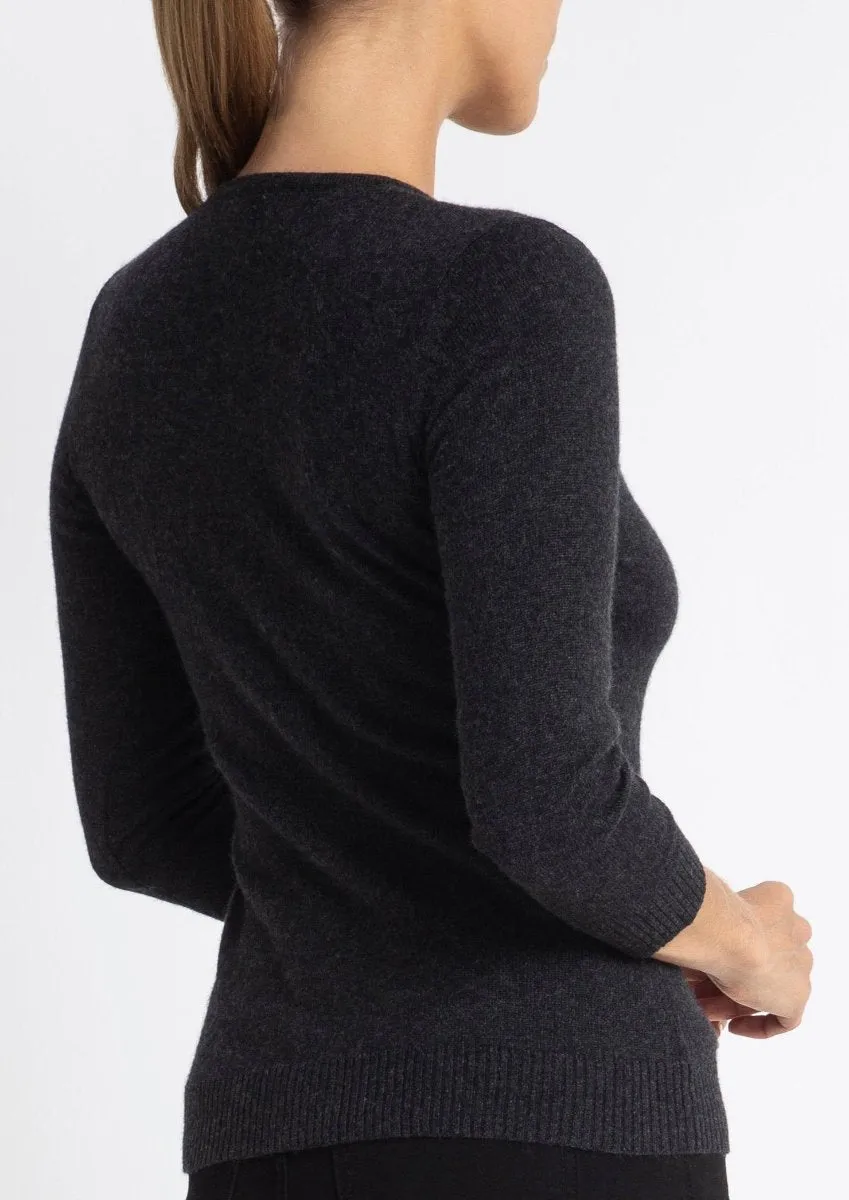 Silk   Cashmere Victoria Cardigan in Dark Charcoal