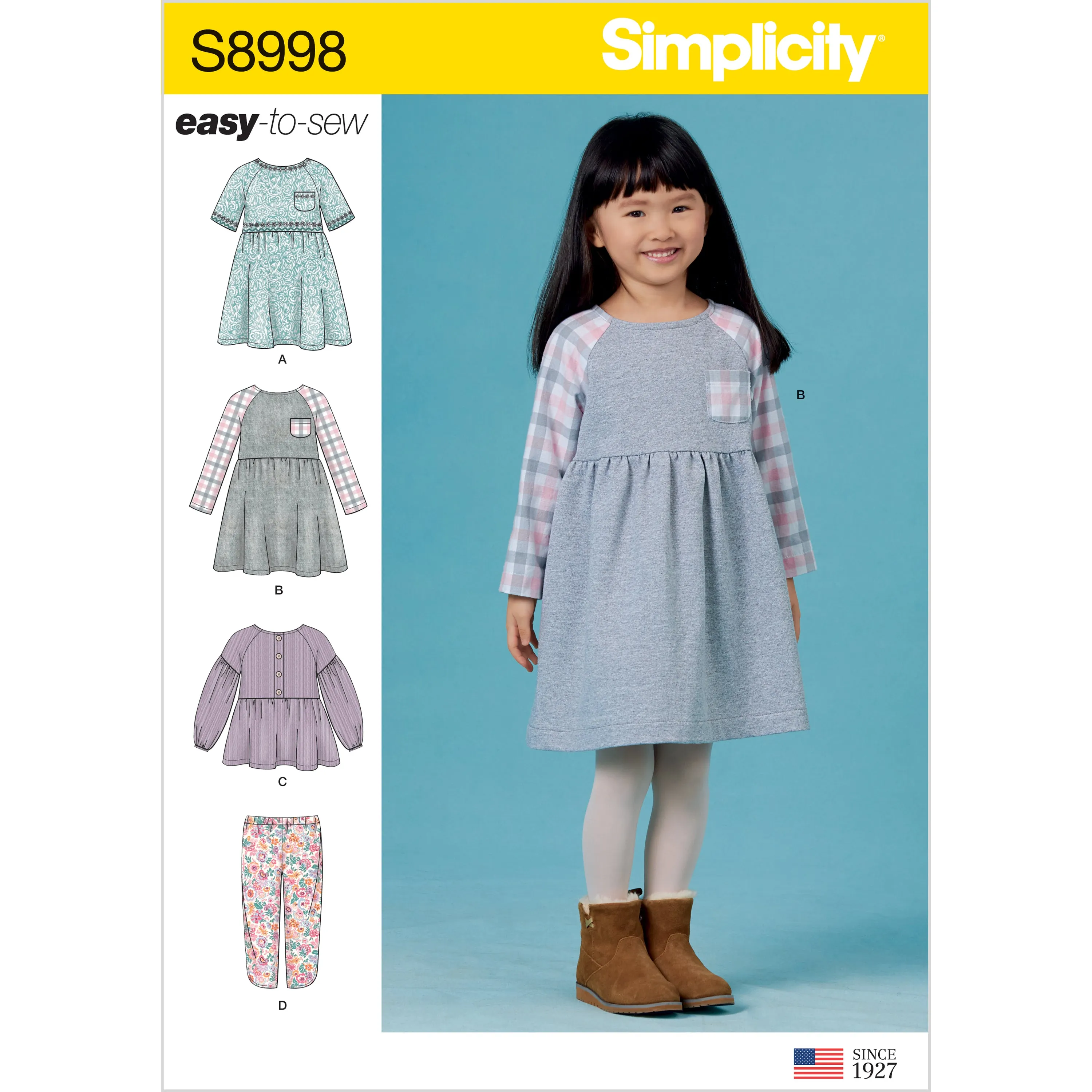 Simplicity Sewing Pattern S8998 Children's Easy-To-Sew Sportswear Dress, Top, Trousers