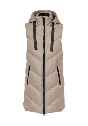 Skylar Hooded Waist Coat - Taupe