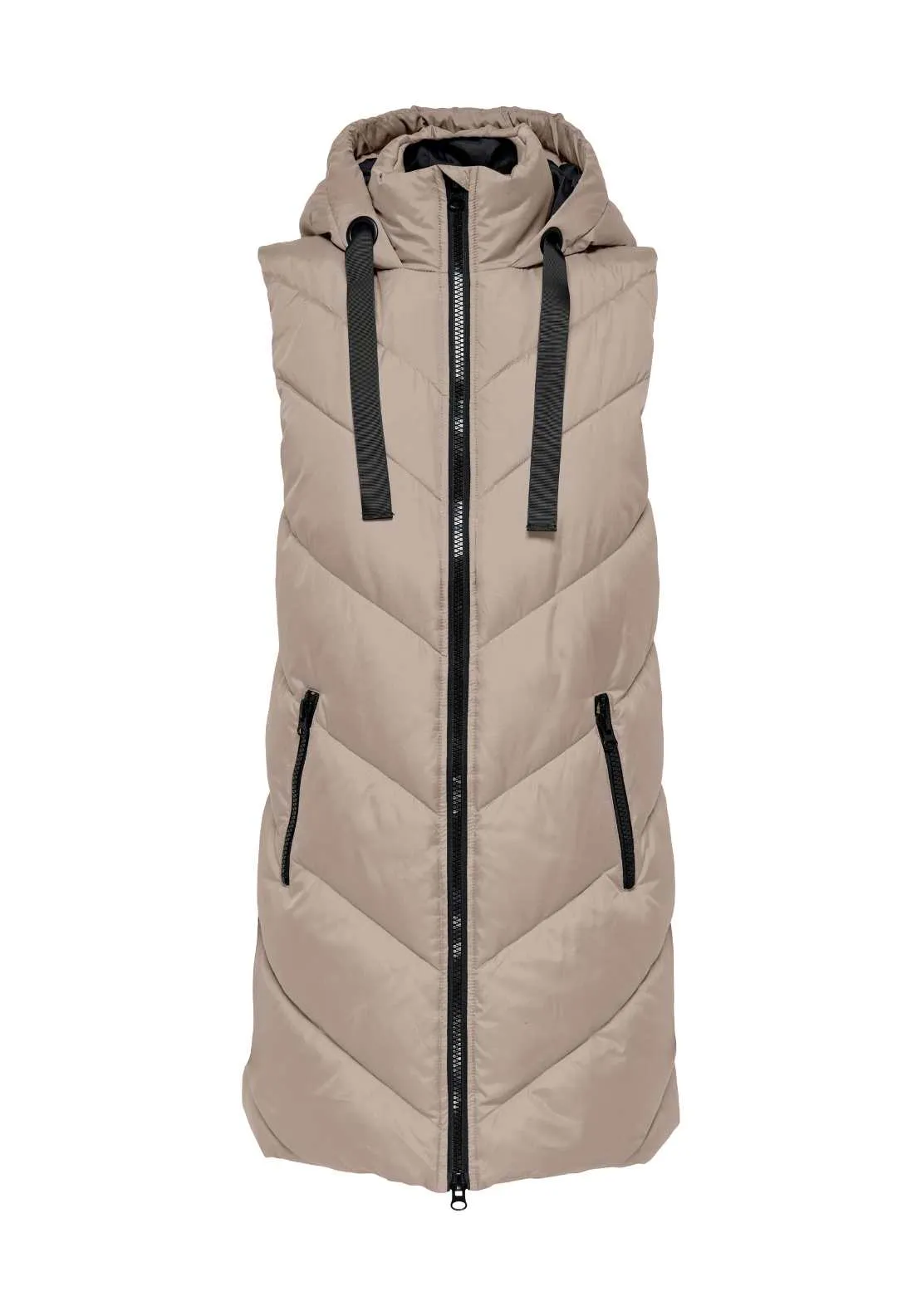 Skylar Hooded Waist Coat - Taupe