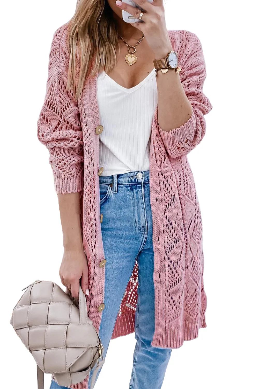 Slaying V-Neck Long Sleeve Cardigan