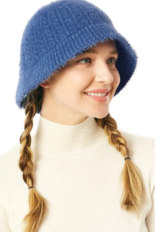 Soft Cable Knit Bucket Hat