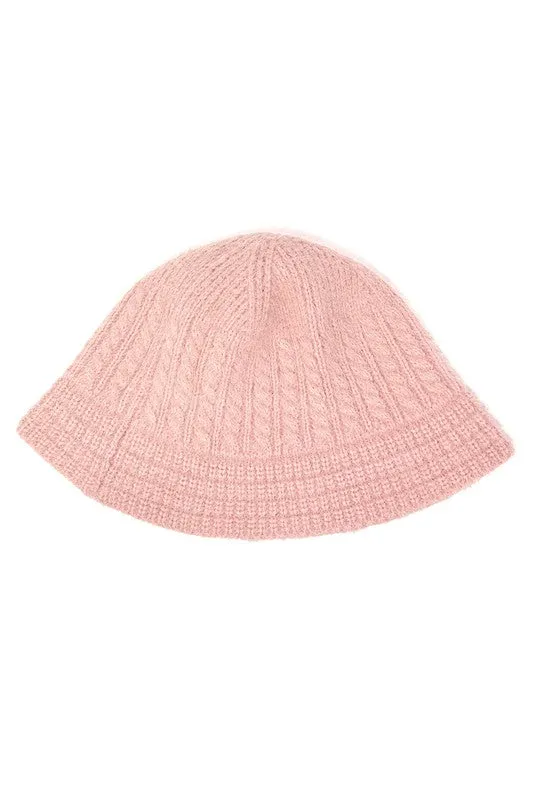 Soft Cable Knit Bucket Hat