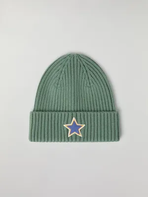 Star Applique Rib Knit Kids  Hat