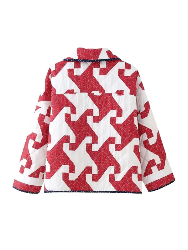 TEEK - Red Geometric Printed Cotton Jacket