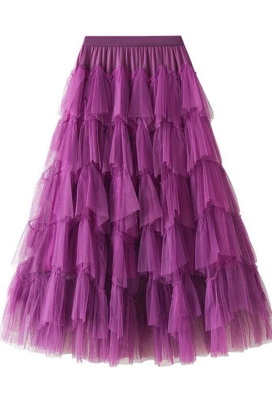 TEEK - Tiered Chiffon Midi Skirt