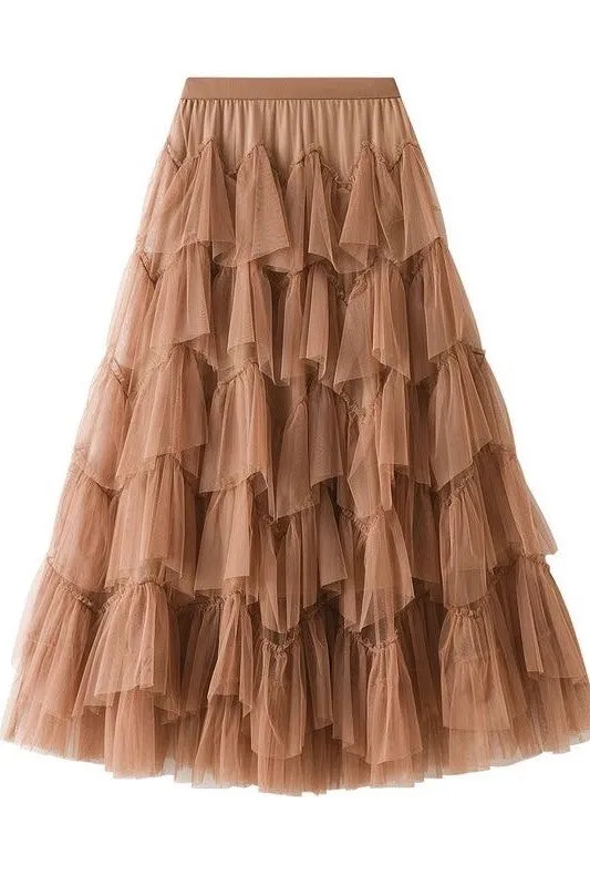 TEEK - Tiered Chiffon Midi Skirt