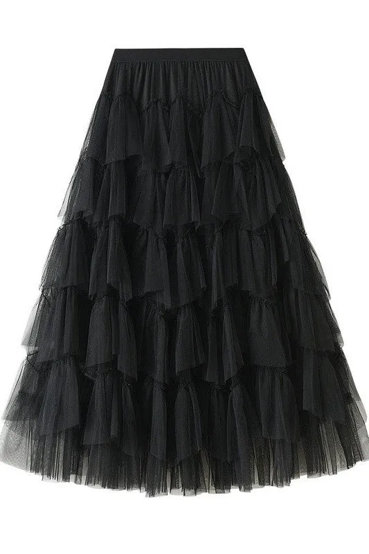 TEEK - Tiered Chiffon Midi Skirt