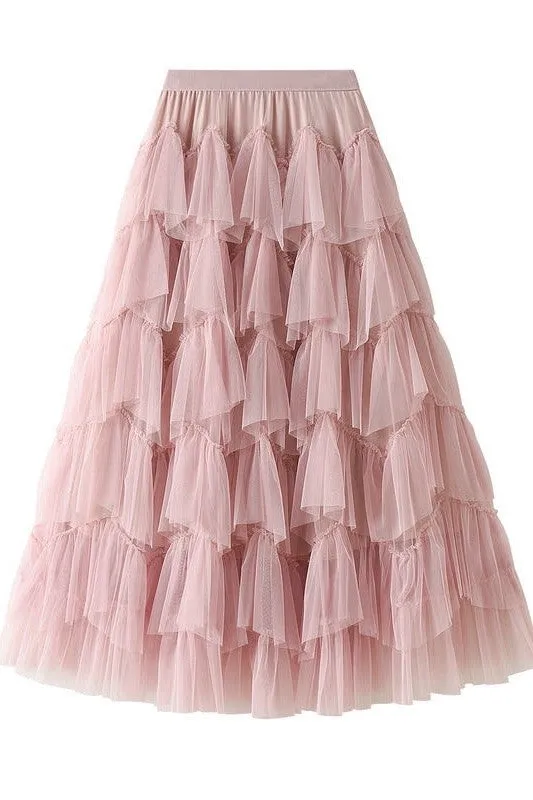 TEEK - Tiered Chiffon Midi Skirt