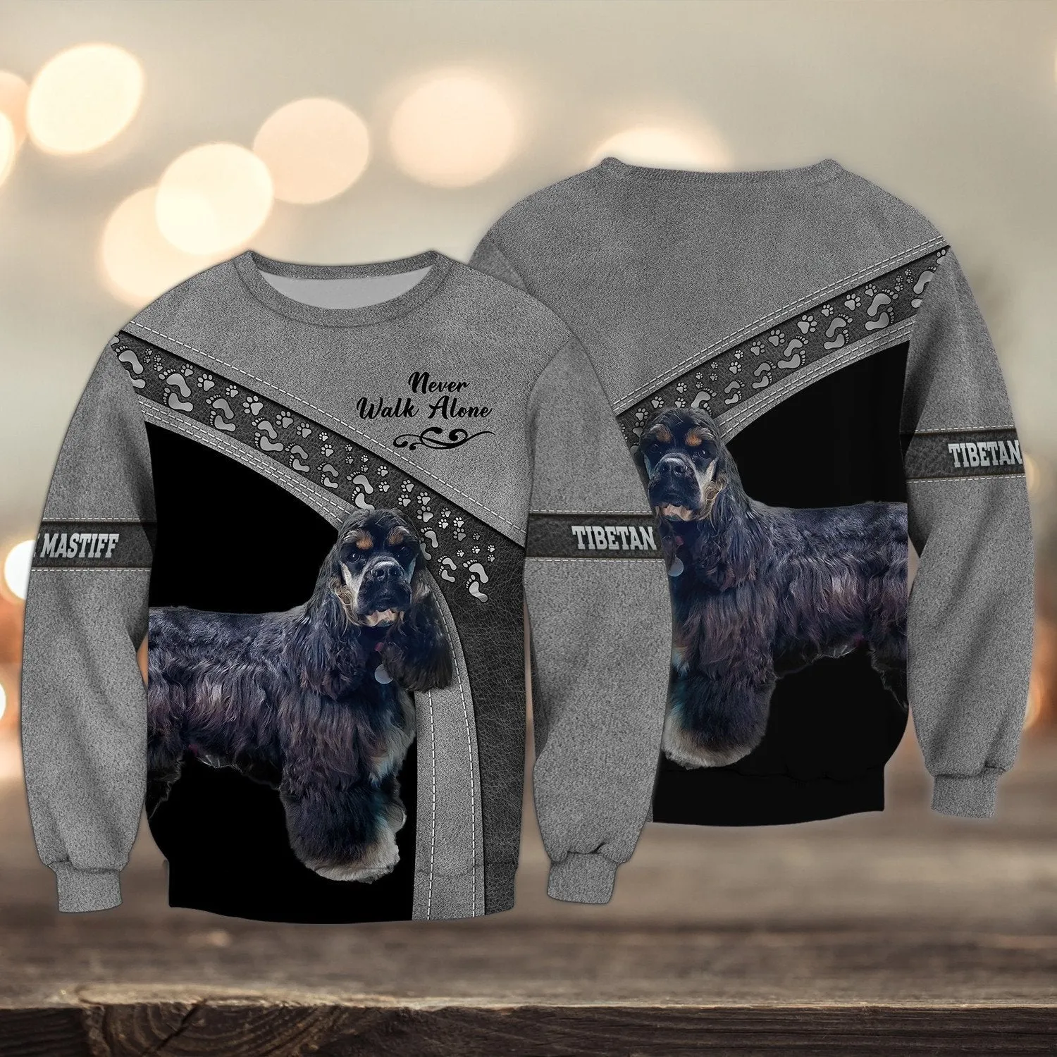 Tibetan Mastiff Love Grey Never Walk Alone 3D Full Print Shirts, Sweatshirt for Dog Lovers