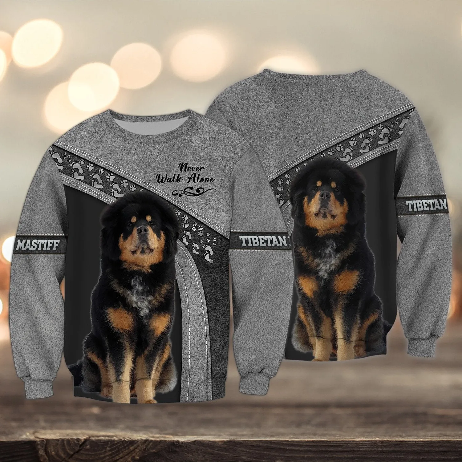 Tibetan Mastiff Love Grey Never Walk Alone 3D Full Print Shirts, Sweatshirt for Dog Lovers