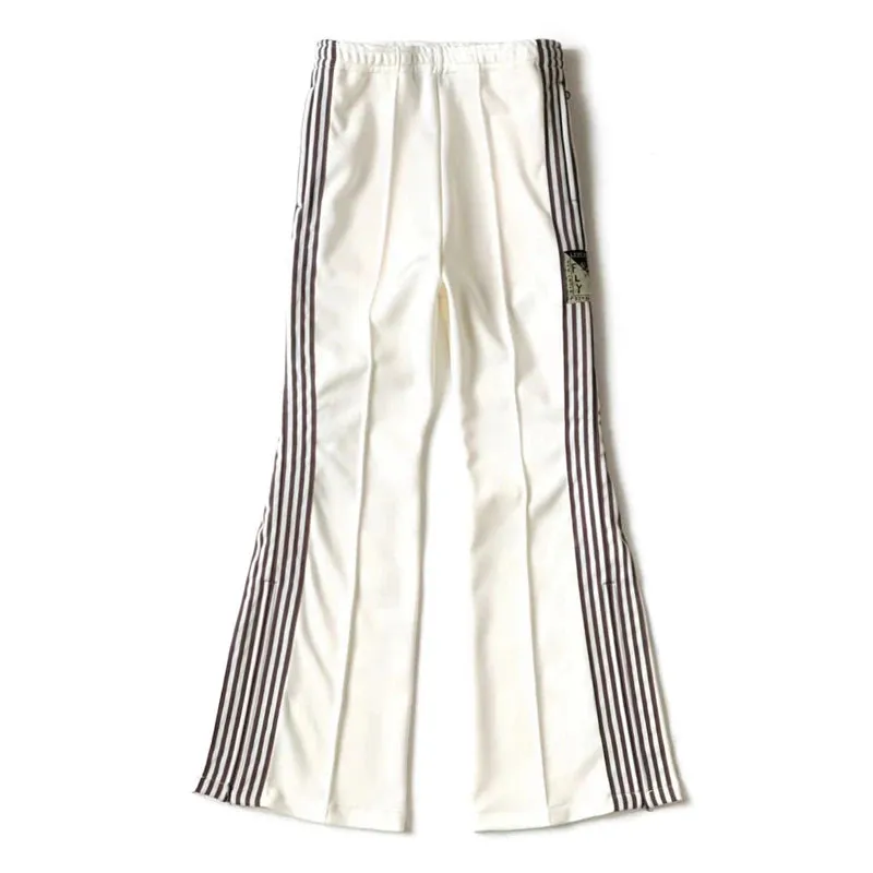 Tricolor Polyester Side Zipper Vertical Stripe Casual Pants