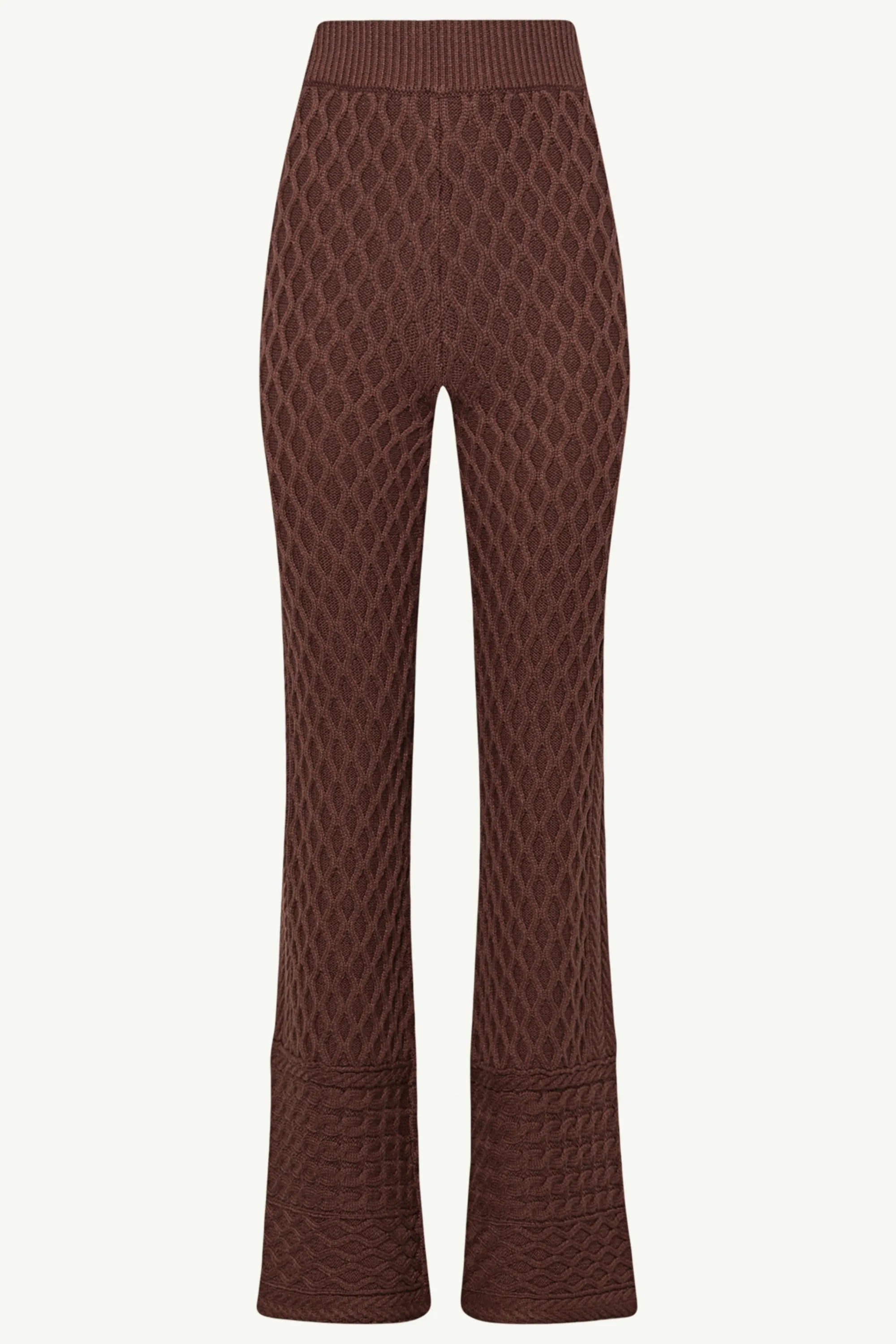 Vanessa Diamond Knit Wide Leg Pants - Dark Brown