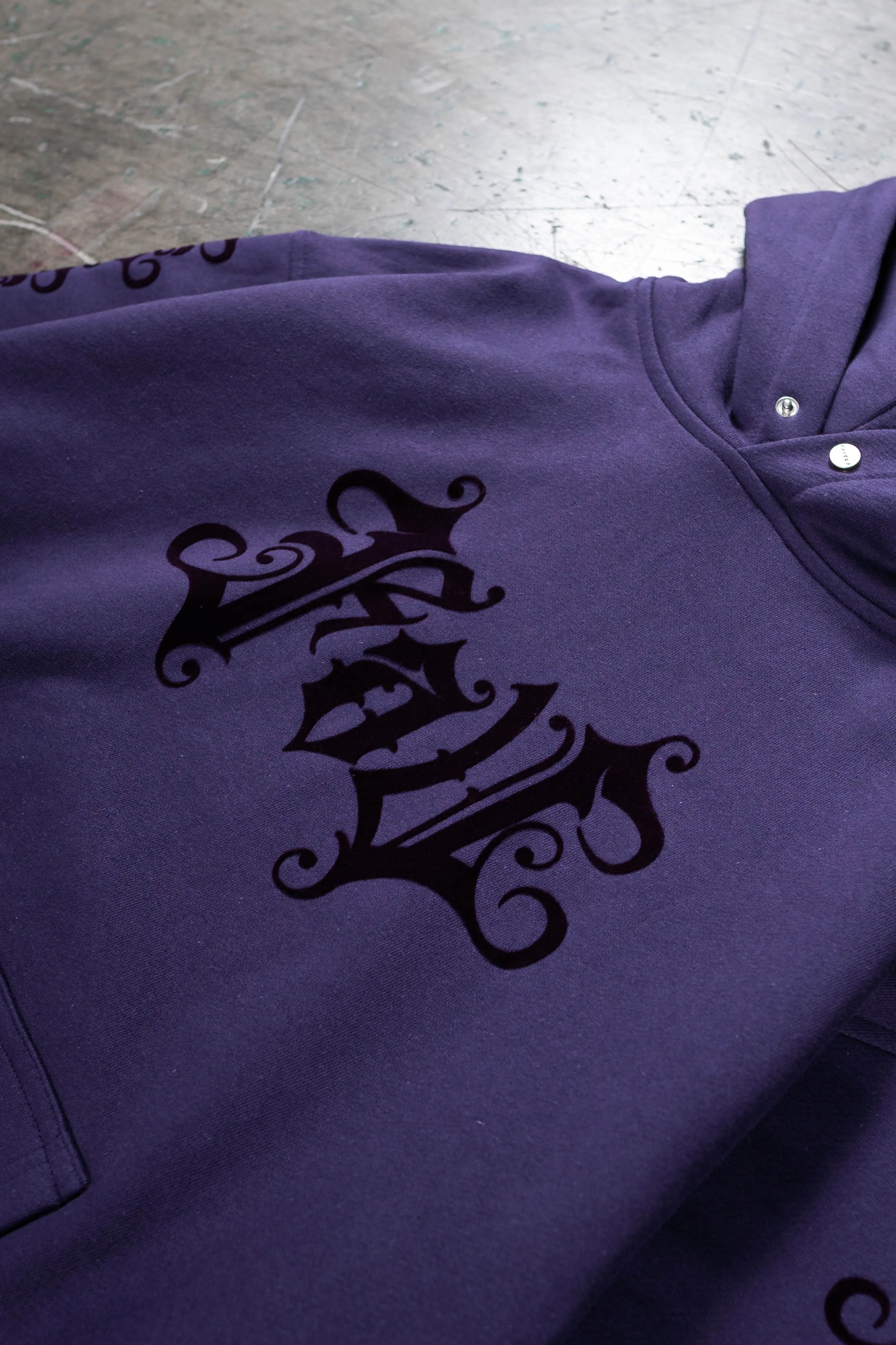 VELOUR NIGHTSHADE SNAP BUTTON HOODIE