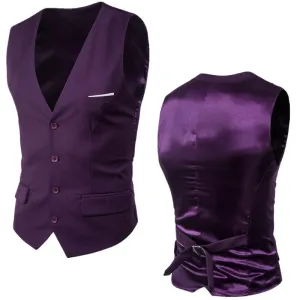 Voguable Purple Suit Vest Men Spring New Slim Fit Sleeveless Vest Waistcoat Mens Formal Business Wedding Dress Vests Chaleco Hombre