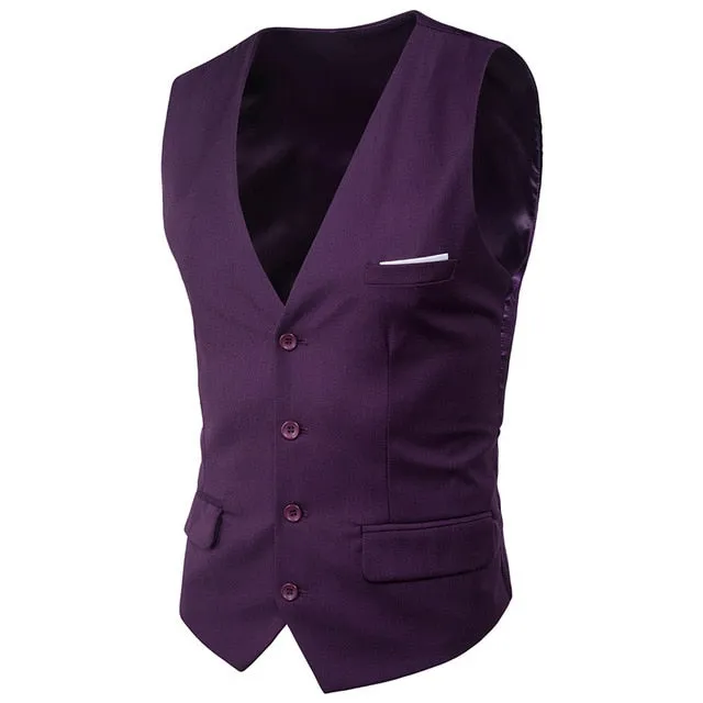 Voguable Purple Suit Vest Men Spring New Slim Fit Sleeveless Vest Waistcoat Mens Formal Business Wedding Dress Vests Chaleco Hombre