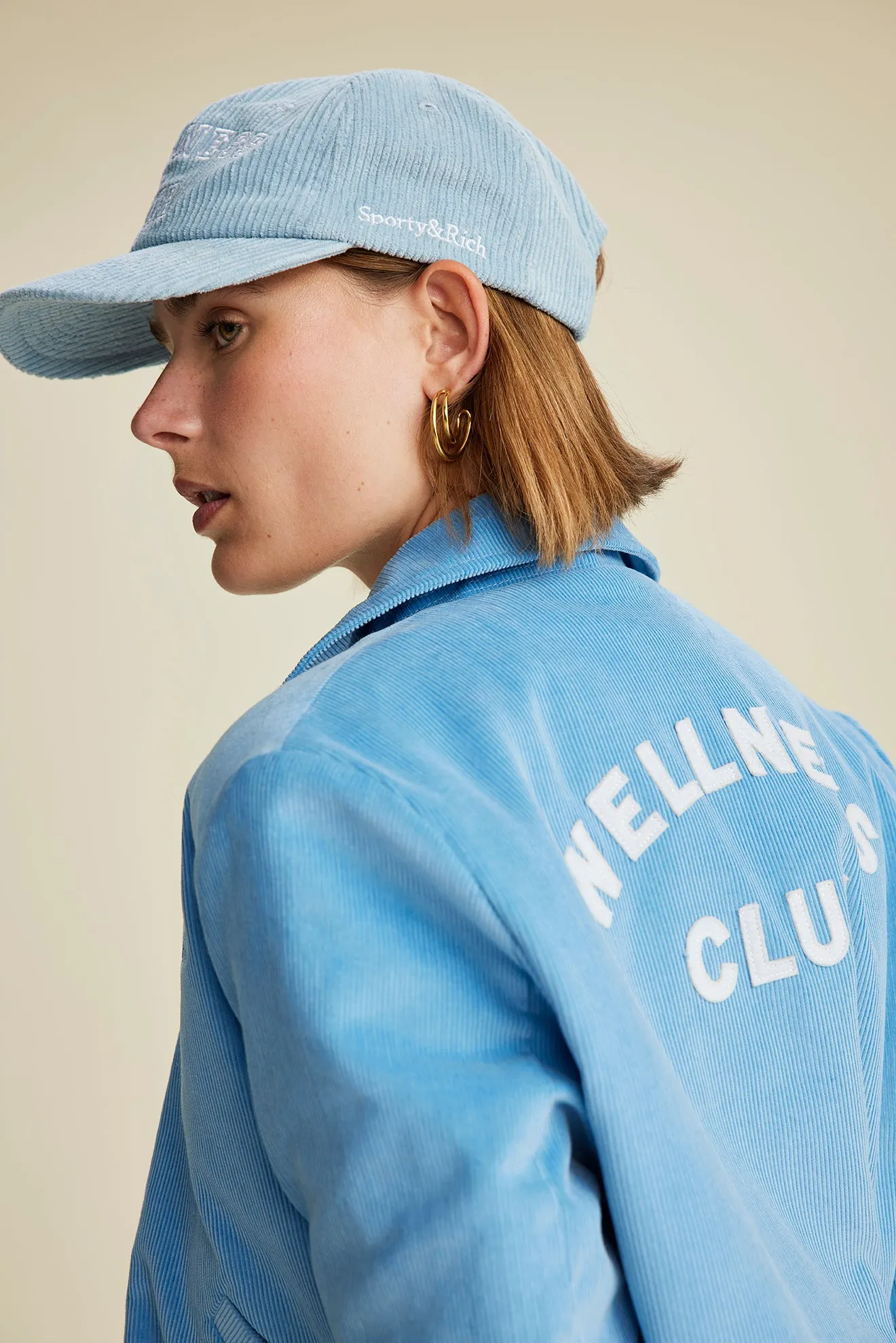 Wellness Club Corduroy Hat - Baby Blue/White