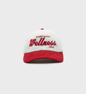 Wellness Club Corduroy Hat - White/Red