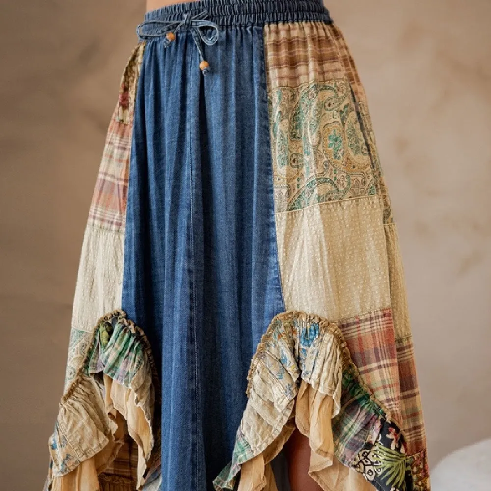 Western Boho Midi Skirt