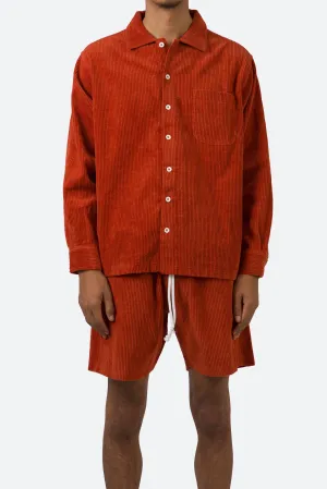 Wide Corduroy Shirt - Brick