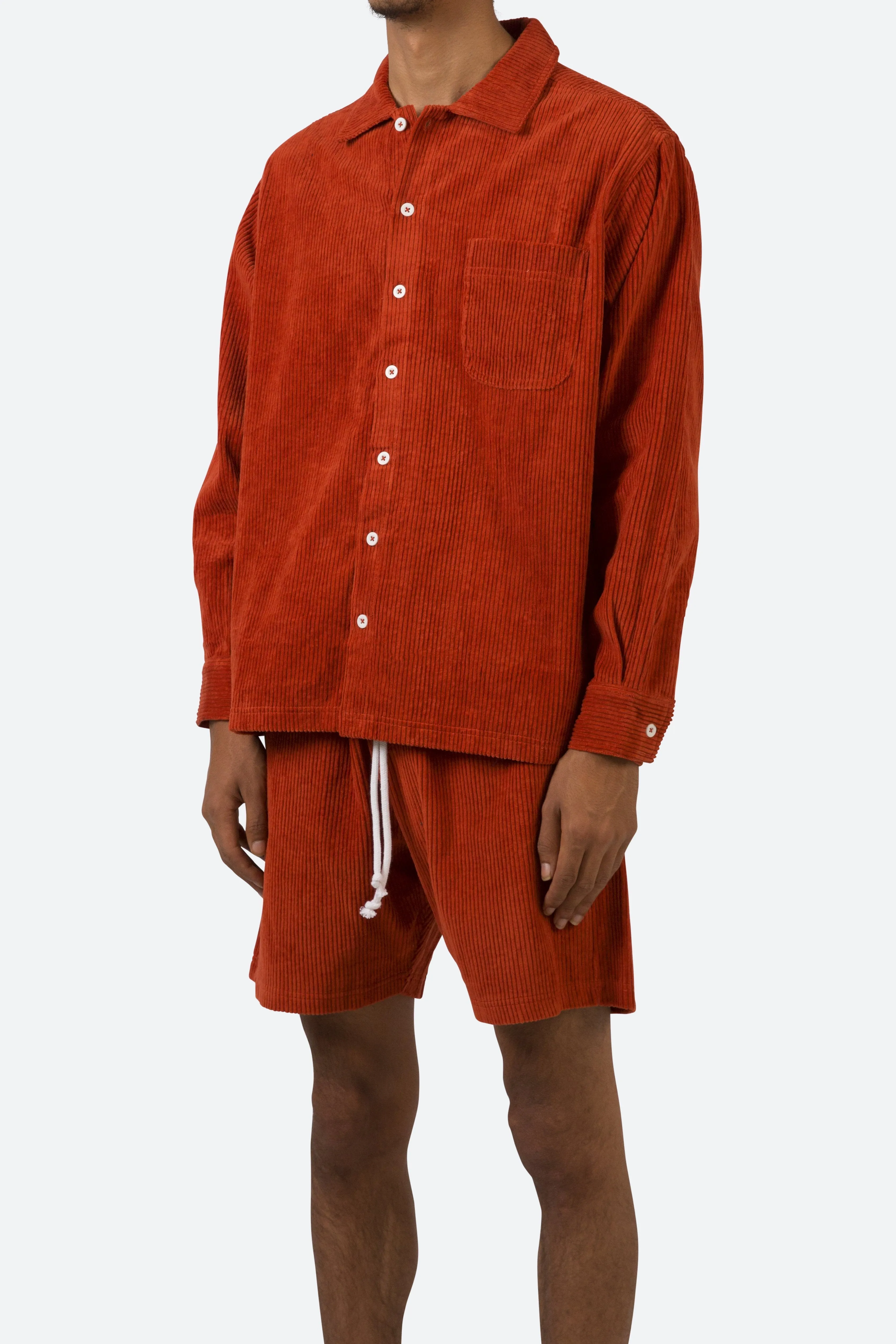 Wide Corduroy Shirt - Brick