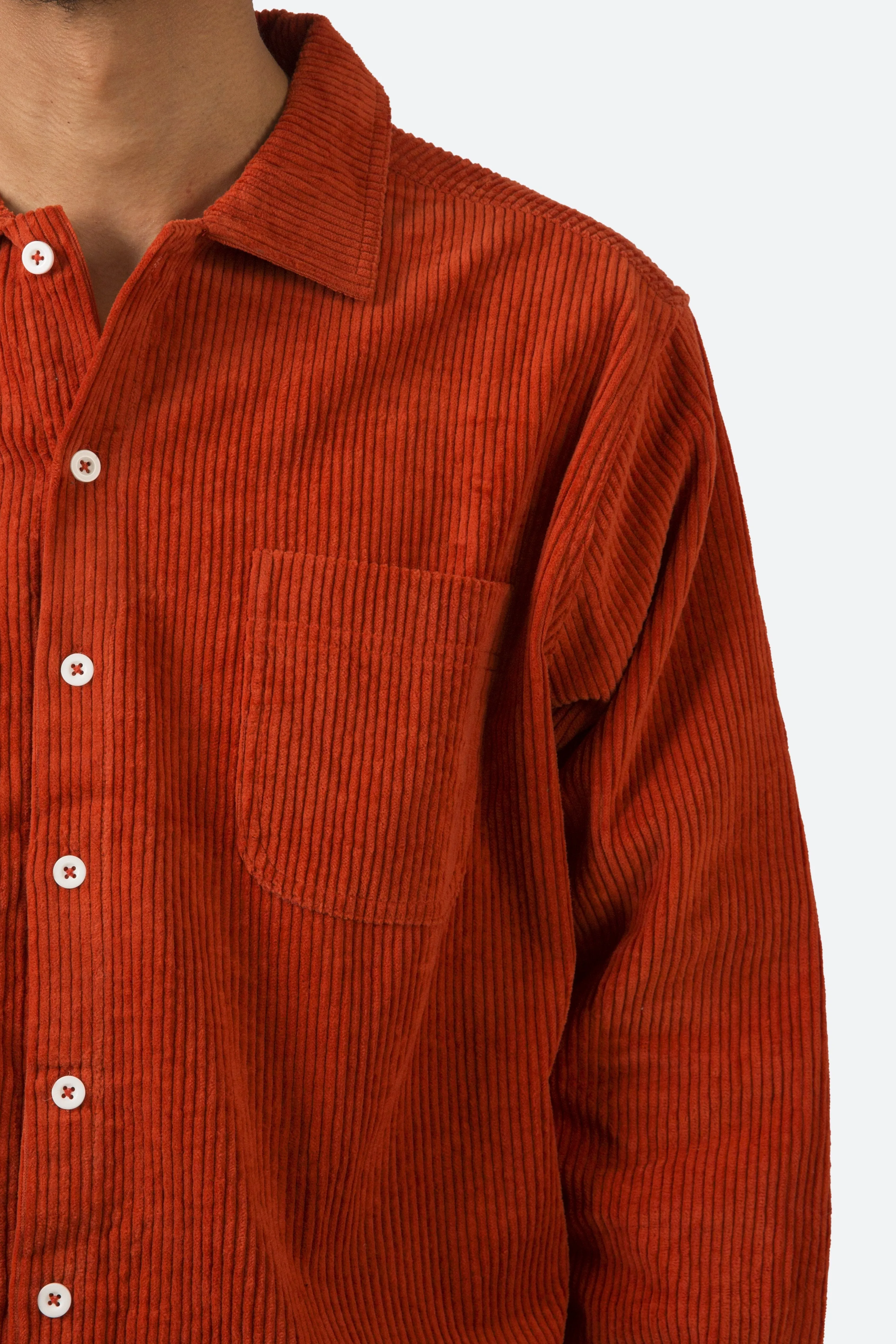 Wide Corduroy Shirt - Brick