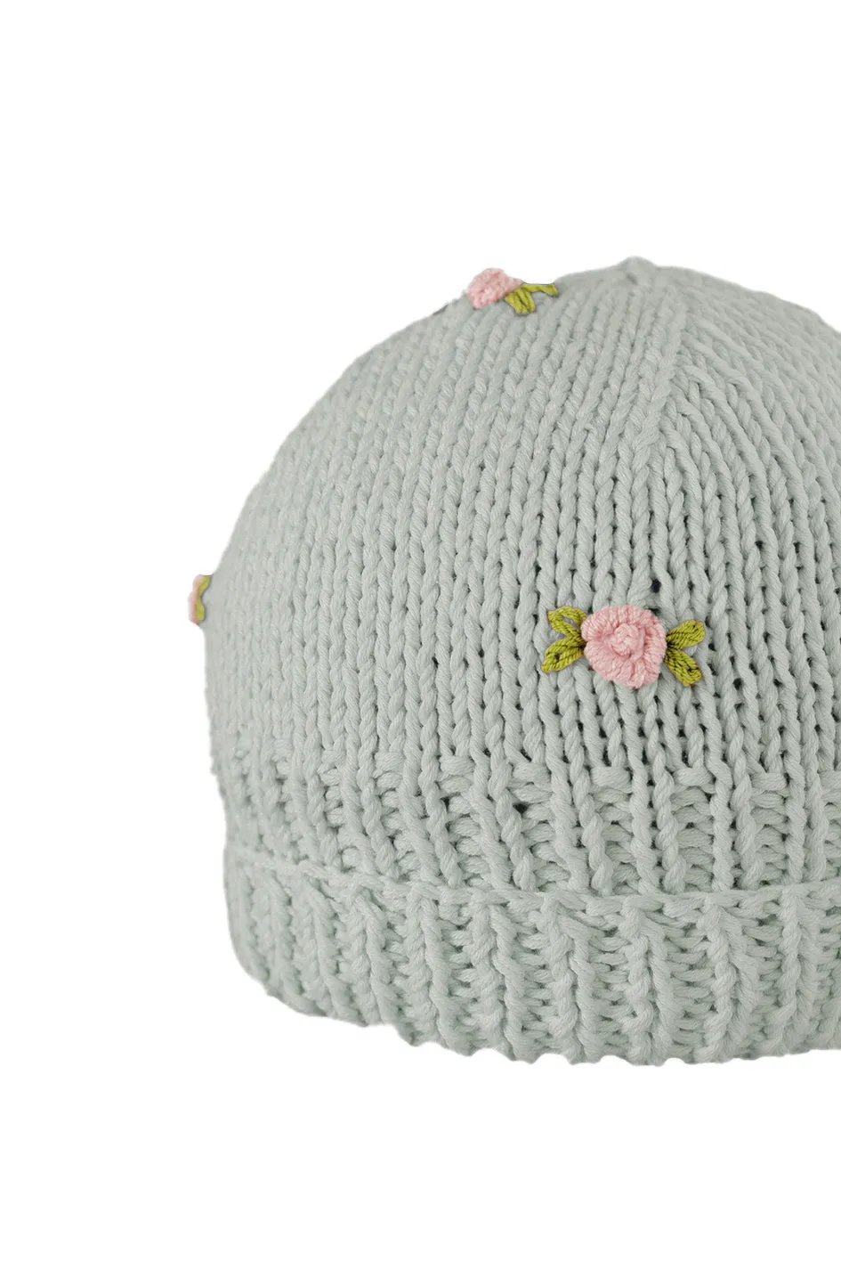 WINTER BLOOM PINK ROSE Cotton Beanie Hat