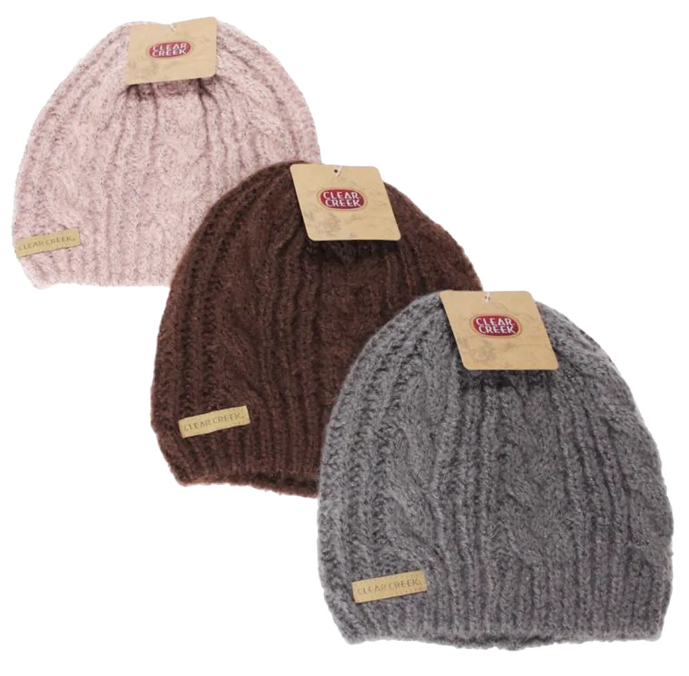 Winter-Hats Ladies Cable Knit Clear Creek Pull Hat