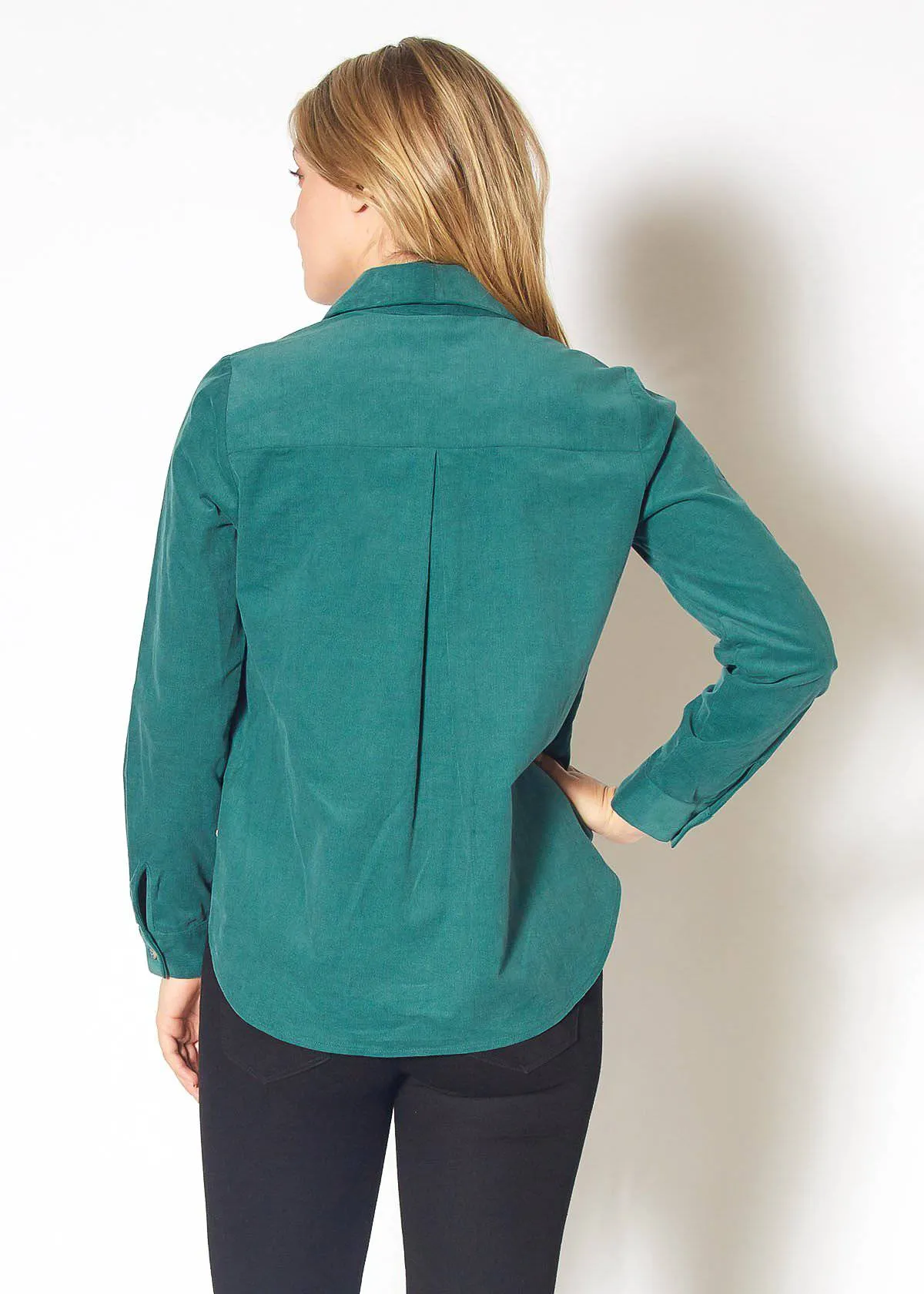 Women's Button Up Corduroy Shirt in Teal