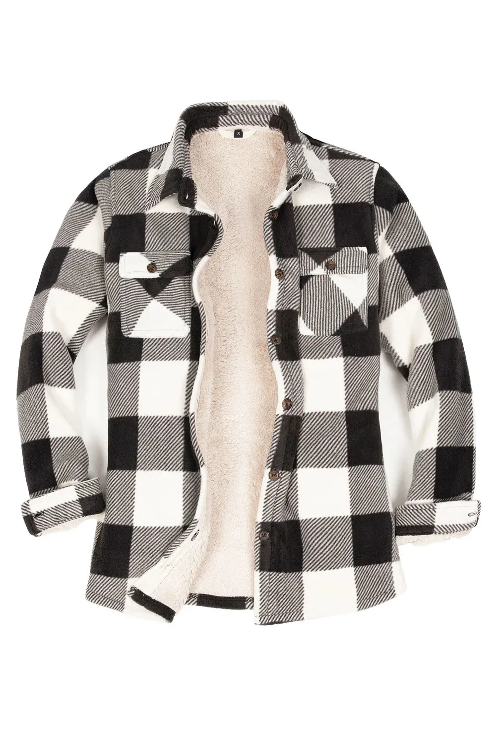 Women's Sherpa Lined Throughout Shirt Jacket Button Up Plaid Jacket