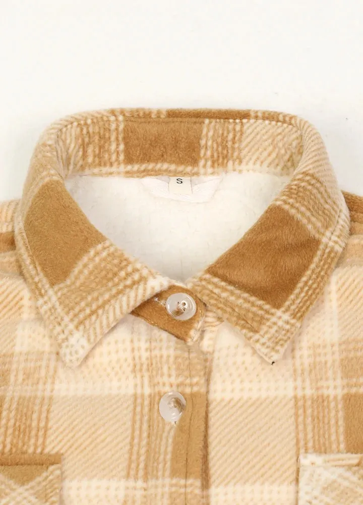 Women's Sherpa Lined Throughout Shirt Jacket Button Up Plaid Jacket