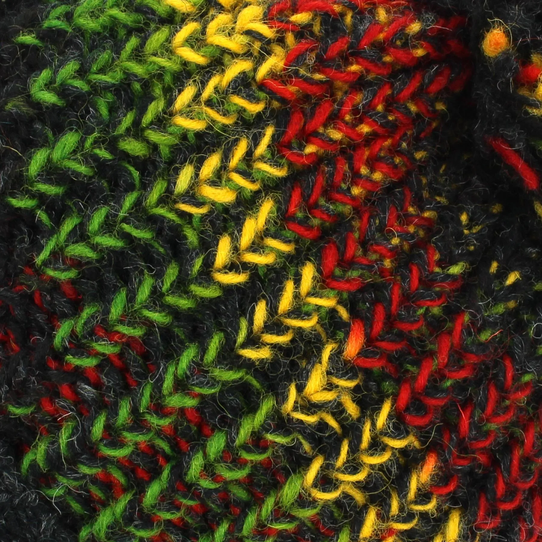 Wool Knit Beanie Bobble Hat - Rasta