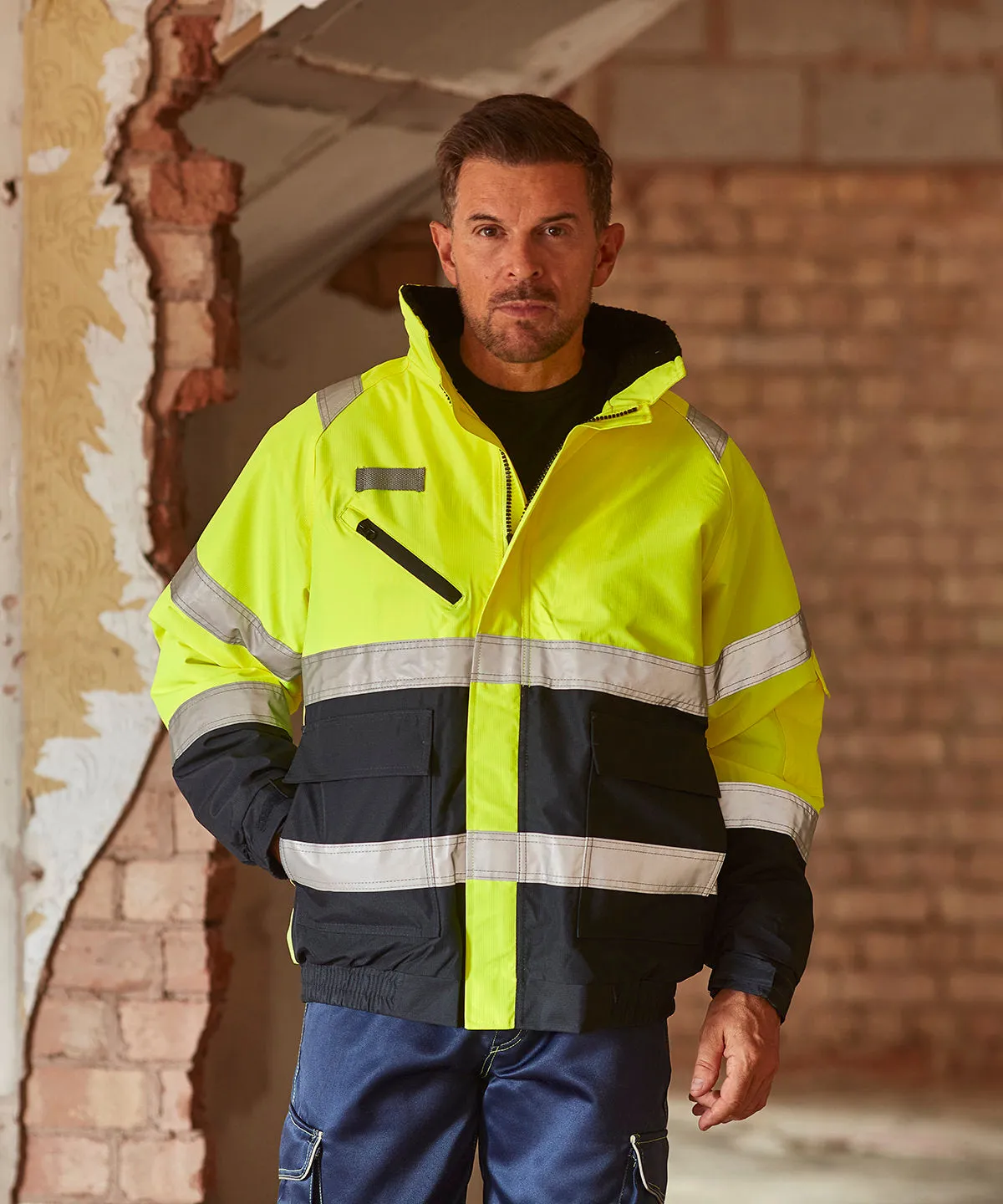 Yellow/Navy - Hi-vis fontaine flight jacket (HVP209)